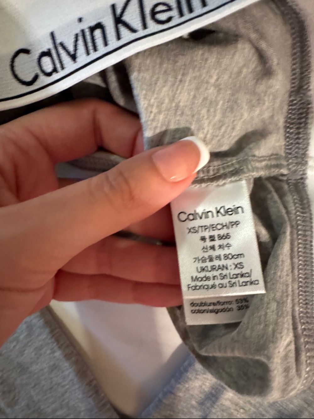 Calvin Klein Heather Gray Long Sleeve Logo Crop Top - Picture 2 of 3